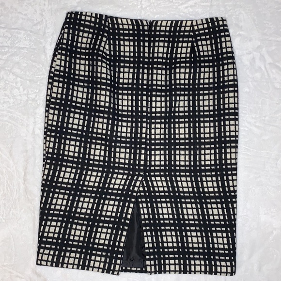 Willi Smith Wool Blend Black & White Plaid Pencil Skirt Size 2 - Picture 6 of 12